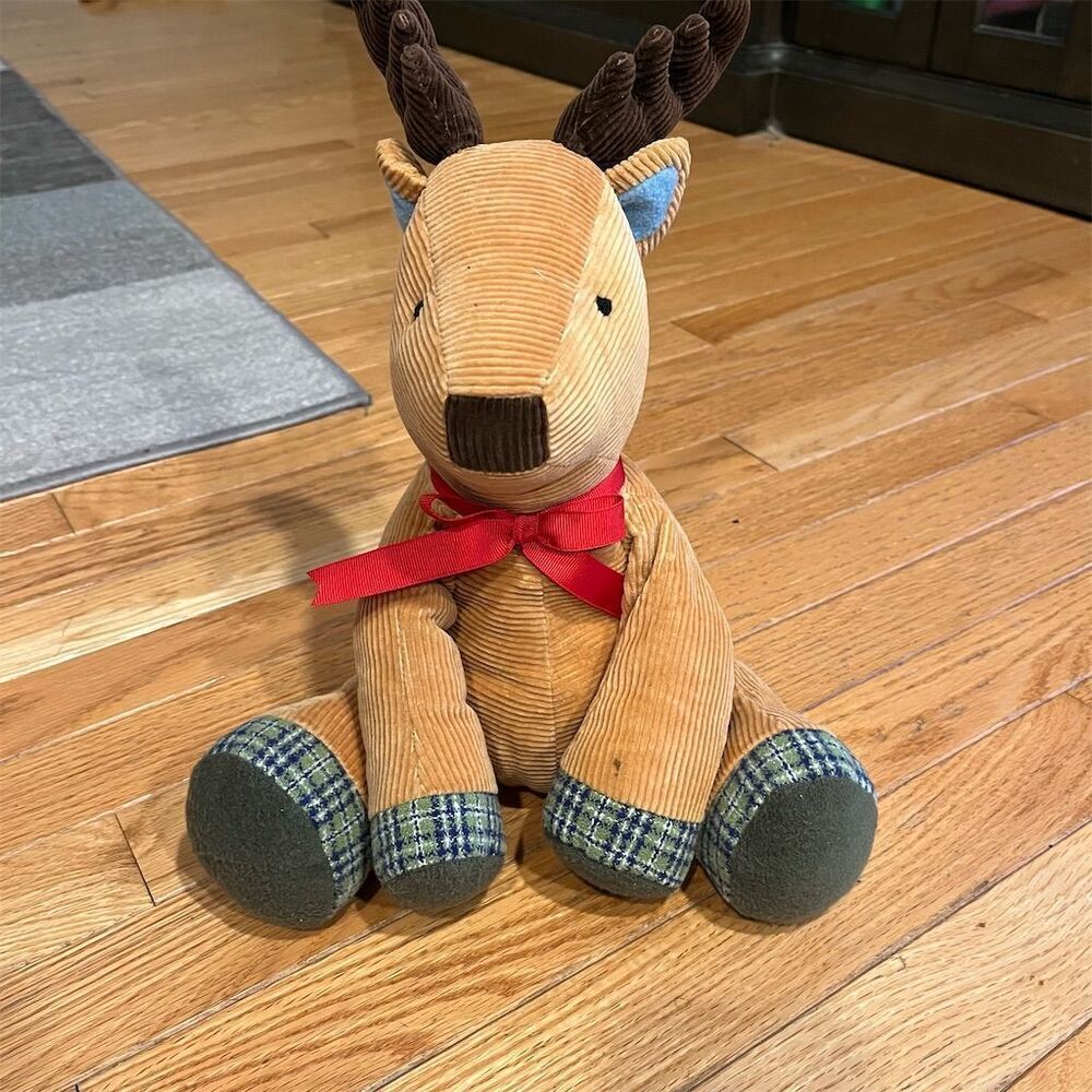 Pottery Barn Kids Corduroy Reindeer Plush Stuffed Animal Holiday Deer